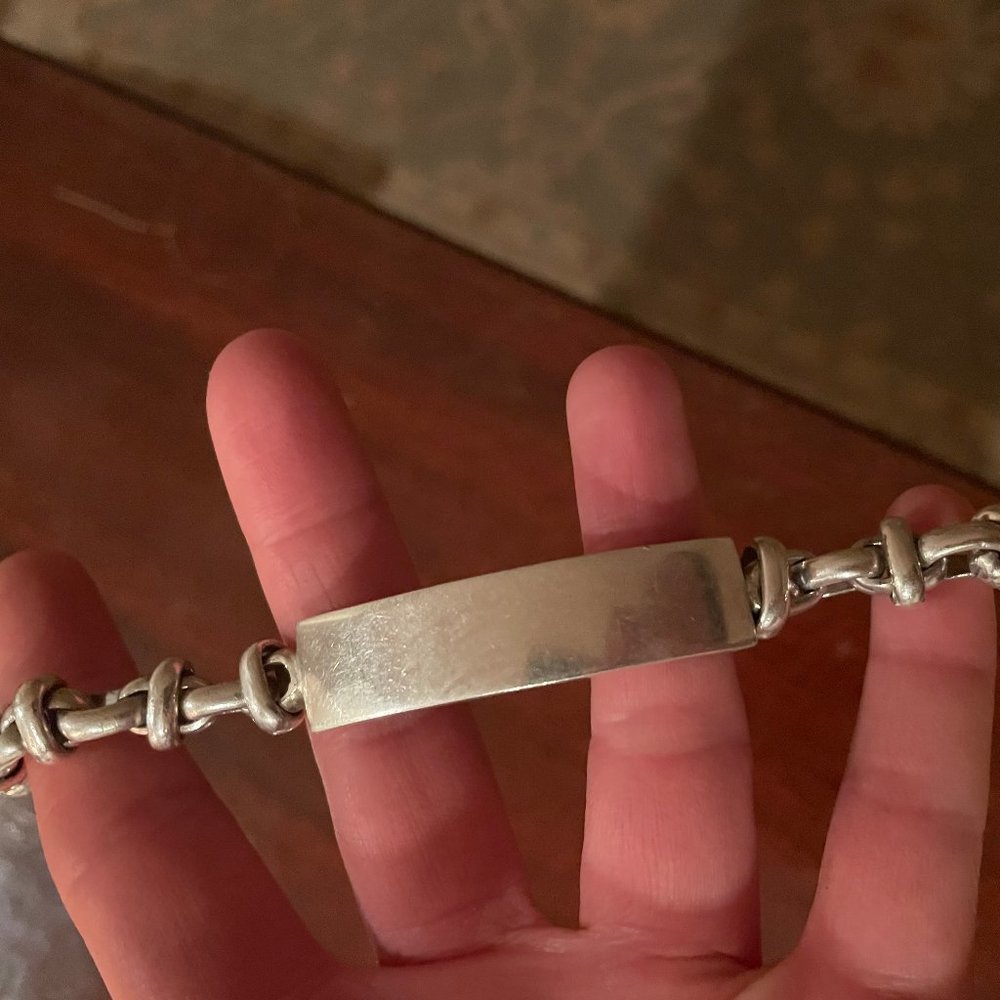 Vintage Sterling Silver Link ID Bracelet w/ toggle closure (possibly John Hardy)